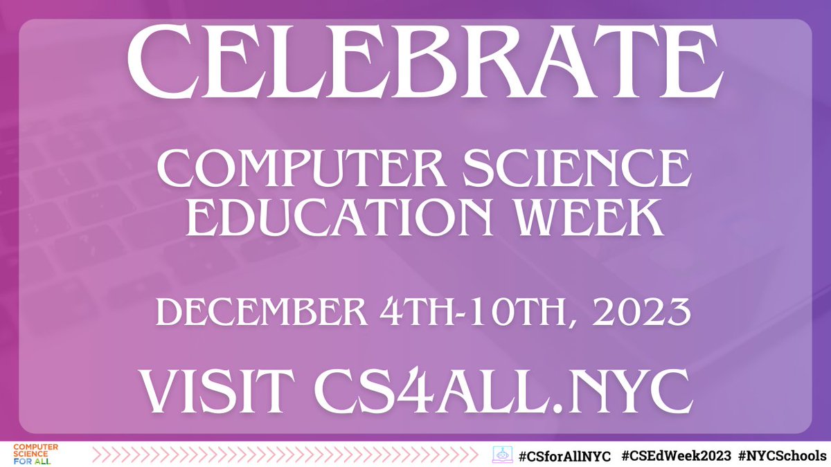 ✨Computer Science Education Week is around the corner! Let's celebrate this annual call to action to inspire ALL students to learn #CS, advocate for equity, and highlight the contributions of all stakeholders in this field!  Visit our website NOW➡️ sites.google.com/schools.nyc.go…