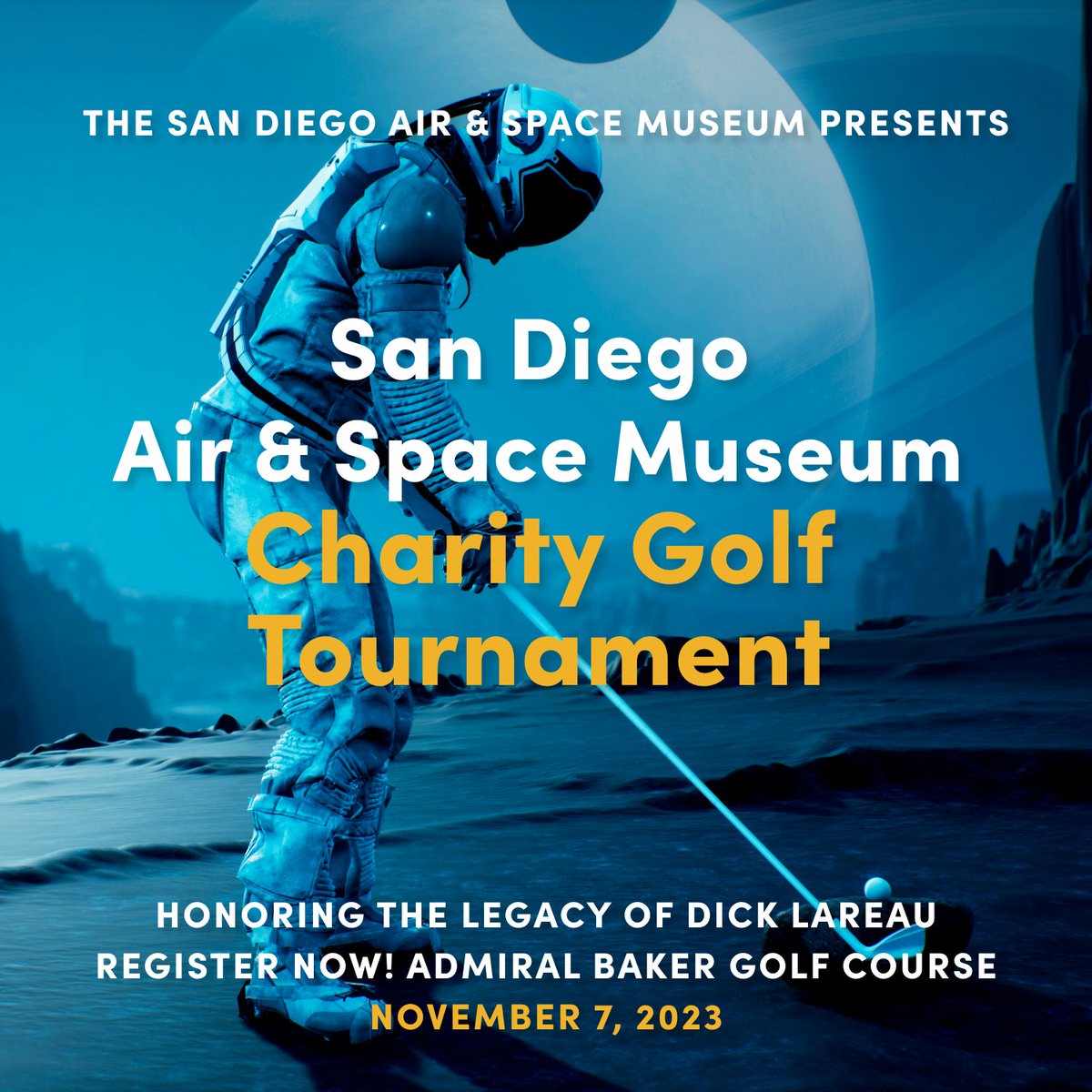 Attention golf enthusiasts! Our highly anticipated Golf Tournament is TOMORROW! Get ready for an exciting day at Admiral Baker Golf Course. Remember, check-in begins at 8:30 AM sharp. #GolfTournament #SwingForSuccess #CommunityGolf ️sandiegoairandspace.org/golf