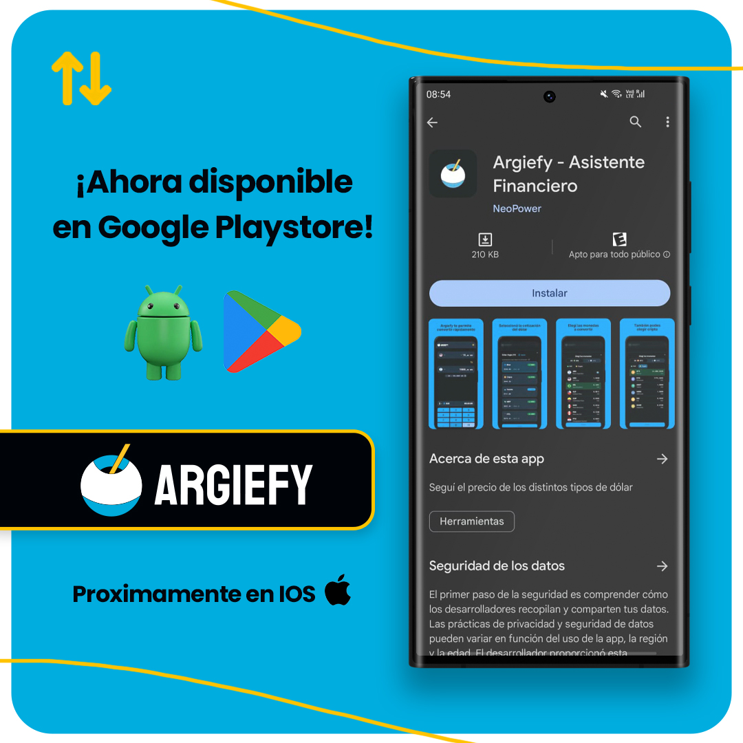 argiefy's tweet photo. ¡ESTAMOS EN GOOGLE PLAYSTORE! ✨

Ya podes descargar @argiefy a tu dispositivo Android y hacer los cálculos que necesites 💪

Descargala y compartila así podemos seguir creciendo 🚀

No te olvides de calificarnos y dejar tu comentario 🙏

⭐️⭐️⭐️⭐️⭐️ https://t.co/YyHv0wIdg1