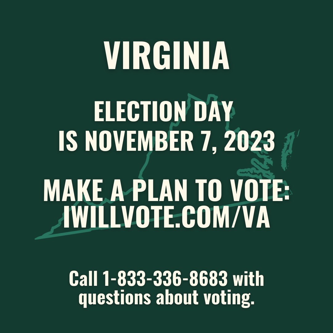 Progress in Virginia is at stake in this election—and there's no time to waste. Every single seat in the Virginia General Assembly will be on the ballot tomorrow, November 7th, so make a plan to vote and find your polling place at IWillVote.com/VA.