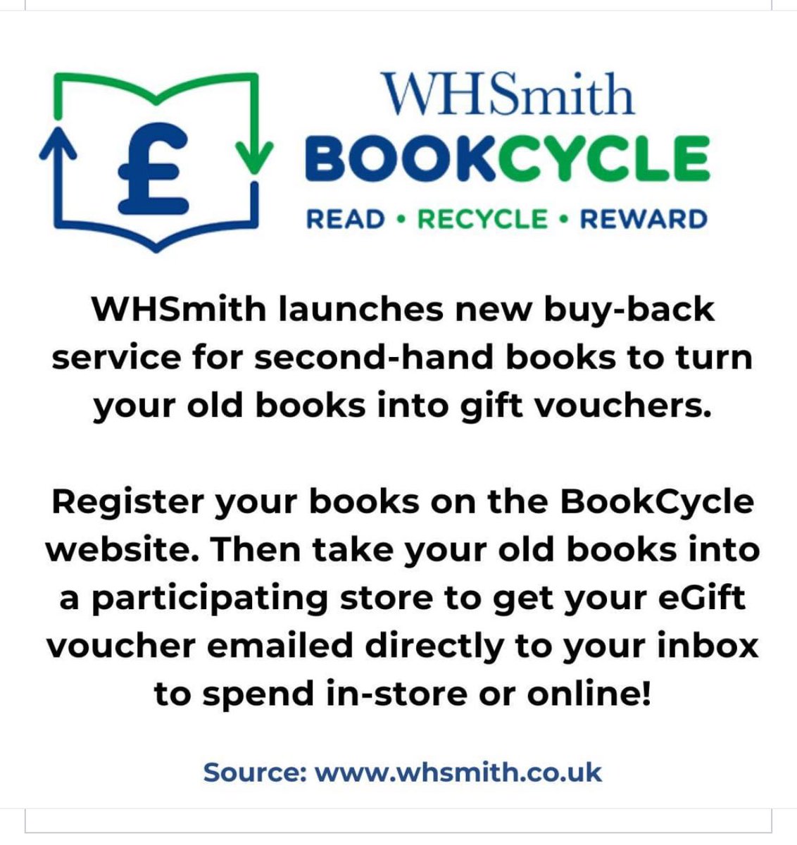 Booked_books's tweet photo. @WHSmith will now buy back your books. Brilliant idea. https://t.co/IOOfUNYrYa
