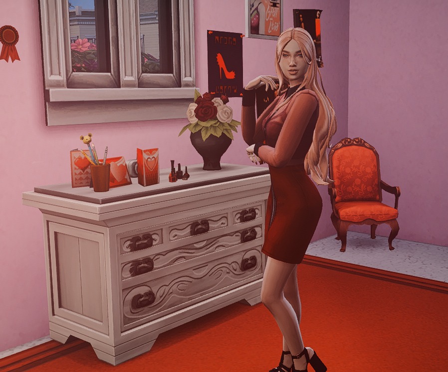 RRuizue's tweet photo. A sim and her bedroom I made a while ago.  Can you guess who she is a fan of? https://t.co/3JmH1oAcXL