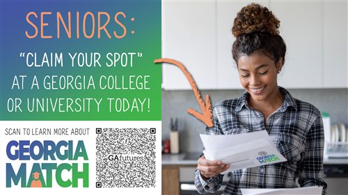 HS Seniors! GEORGIA MATCH shows GA HS seniors their admissions eligibility to GA public colleges and universities and now combined with NO FEE NOVEMBER, students can take advantage of fee waivers at most USG &amp; TCSG colleges!  <a href="/CobbSchools/">Cobb County Schools</a> <a href="/GAfutures/">gafutures</a>