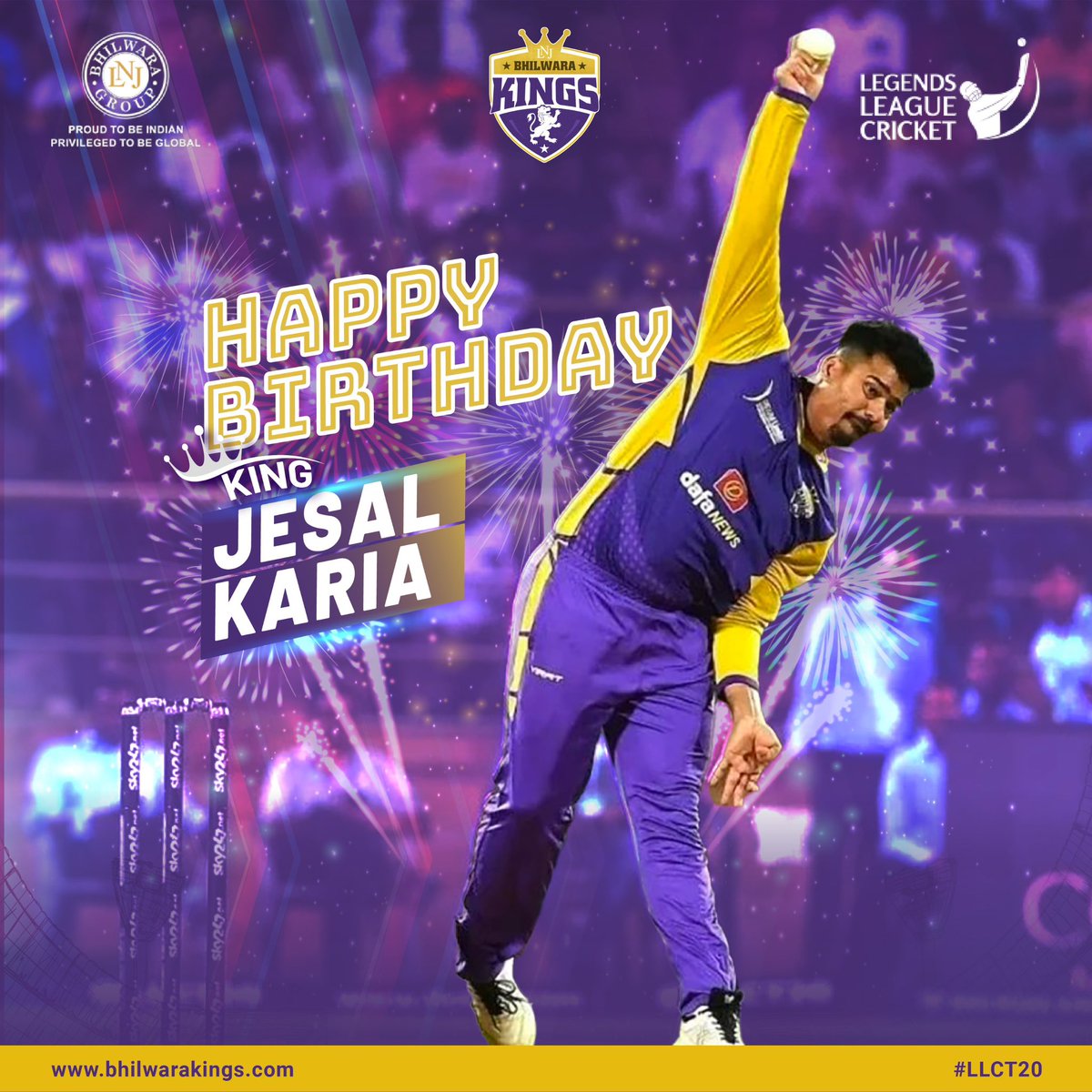 Bhilwarakings's tweet photo. 🏏🎂 Join us in celebrating a special day in the BhilwaraKings family! 🥳 Happy Birthday to our talented player, @KariaJesal ! 🎉 @llct20 https://t.co/caP2efyR3M