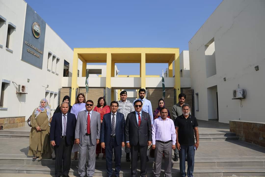 LUAWMSOfficial's tweet photo. Respected Vice Admiral (Retd) Ahmed Saeed HI (M), 
DG NIMA, along with a delegation visited Lasbela University of Agriculture, Water and Marine Sciences, Uthal on November 2, 2023. https://t.co/Iuo3DDPCud