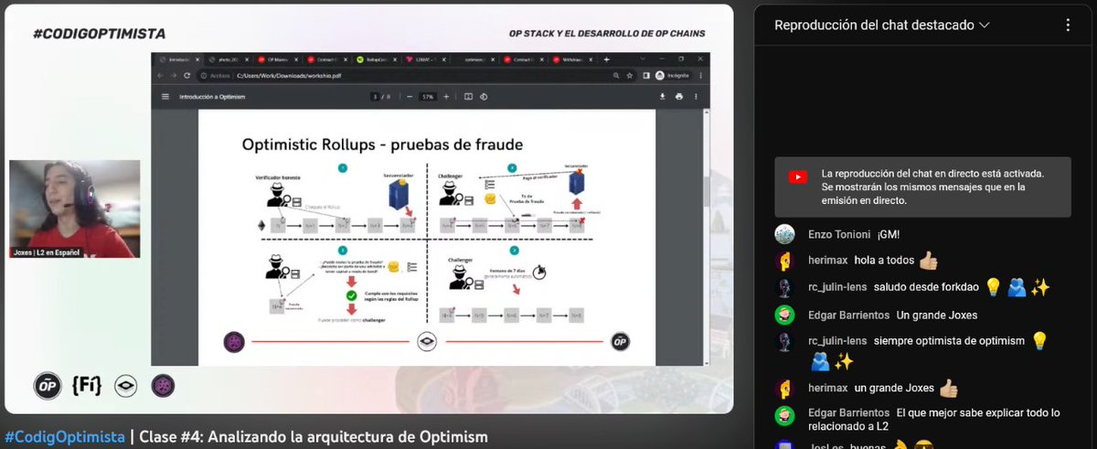 OptimismESP's tweet photo. ¡Gracias por compartir #CodigOptimista con nosotros! 🫂
Con @FilosofiaCodigo aprendimos desde cero como crear y configurar nuestras propias OP Chains, poniendo en valor para la comunidad, todo el contenido disponible en el OP Stack 🧑💻
👇👇 https://t.co/XYzjeyiSj9