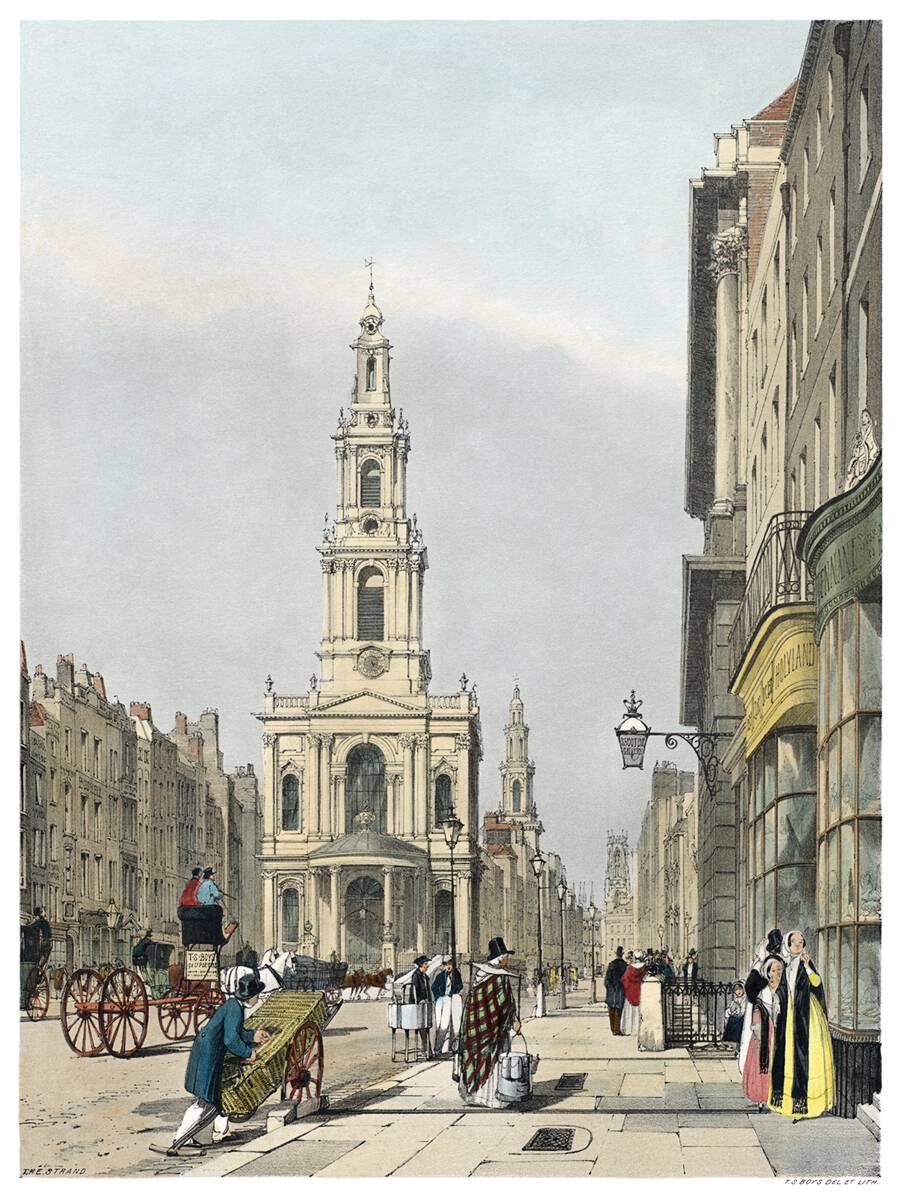 The Strand.
From "Original Views of London as It Is" written &amp; illustrated by Thomas Shotter Boys, London: 1842 oldbookillustrations.com/illustrations/…