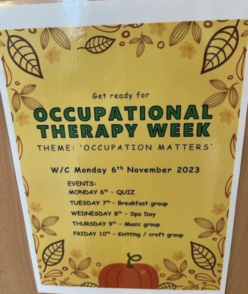 EmmaFayOT's tweet photo. Happy #OTweek 💚⭐️
On my IPU we’re celebrating with 5 different group sessions to show how much occupation matters! 
#occupationmatters 
@theRCOT https://t.co/ze3z2eDo5H