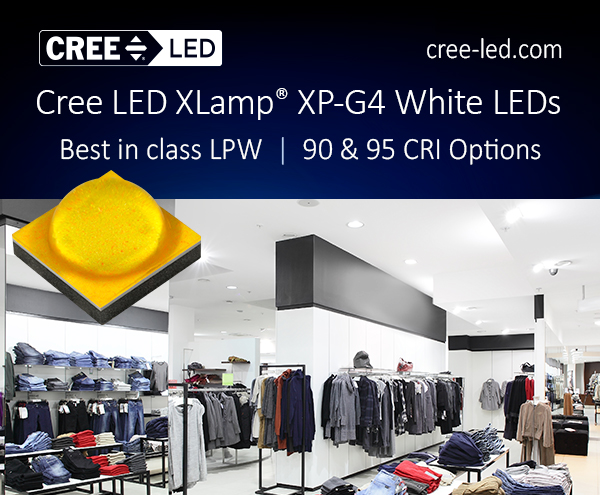 Cree_LED_SGH's tweet photo. XLamp® XP-G4 Pro9™ LEDs: efficiency and color rendering in premium indoor, high-end commercial &amp; retail lighting 💡Optimized on-axis light output for track &amp; downlight 💡90 &amp; 95 CRI options, 4000K-2700K color temp range 💡Up to 695 lm &amp; 2 x 2 mm LES More: https://t.co/MmmXuZDgbk https://t.co/juvPuFvuyM
