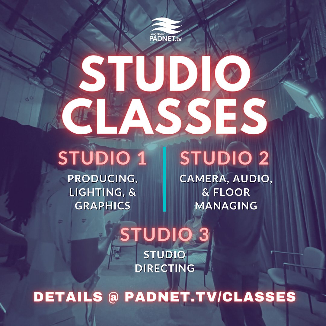 padnet_tv's tweet image. We have 3 studio production classes coming up!! 

Limited spots are available! 
Register at padnet.tv/classes/

#studioclass #padnet #studioproduction #longbeach #communitymedia