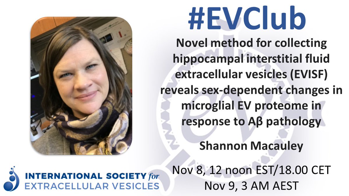 KennethWWitwer's tweet photo. Join us for this week's #EVClub with @macauleylab: collecting #ExtracellularVesicles from brain interstitial fluid! very cool! Need the login? https://t.co/wl8USvTmxM
#microglia #bdEVs #Alzheimers @IsevOrg @IsevComms @LabWitwer @JHPrecisionAlz 
https://t.co/NEeoUkEoBw https://t.co/uAG6lAU6jf