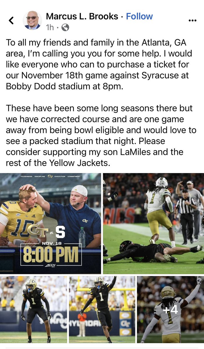 PatienceSatty's tweet photo. You hear these parents, you hear these players, you hear the coaches,etc.

IT IS TIME TO TAKE A STAND AND SHOW GEORGIA TECH THAT THEY STILL HAVE THE SUPPORT AND ENCOURAGEMENT FROM US AS FANS!!

Please consider buying a ticket, bring the fam out, and cheer on the white and gold.🐝 https://t.co/pb1VLzAlGk
