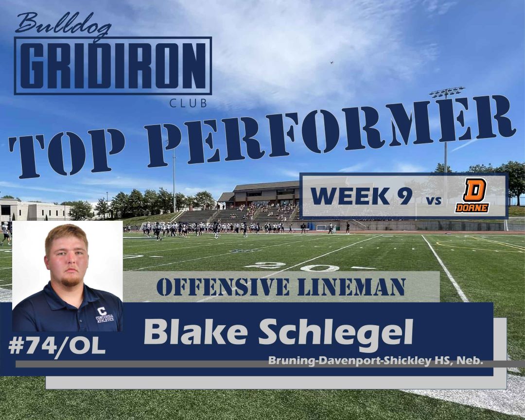 Week 9 vs Doane : Top Performer Award
Offensive Lineman - Blake Schlegel (#74/OL)
<a href="/BlakeSchlegel/">Blake Schlegel</a> 
@CUNEfootball <a href="/bds_eagles/">bds_eagles</a>
#TopPerformer #Week9
cune.edu/resources/docs…