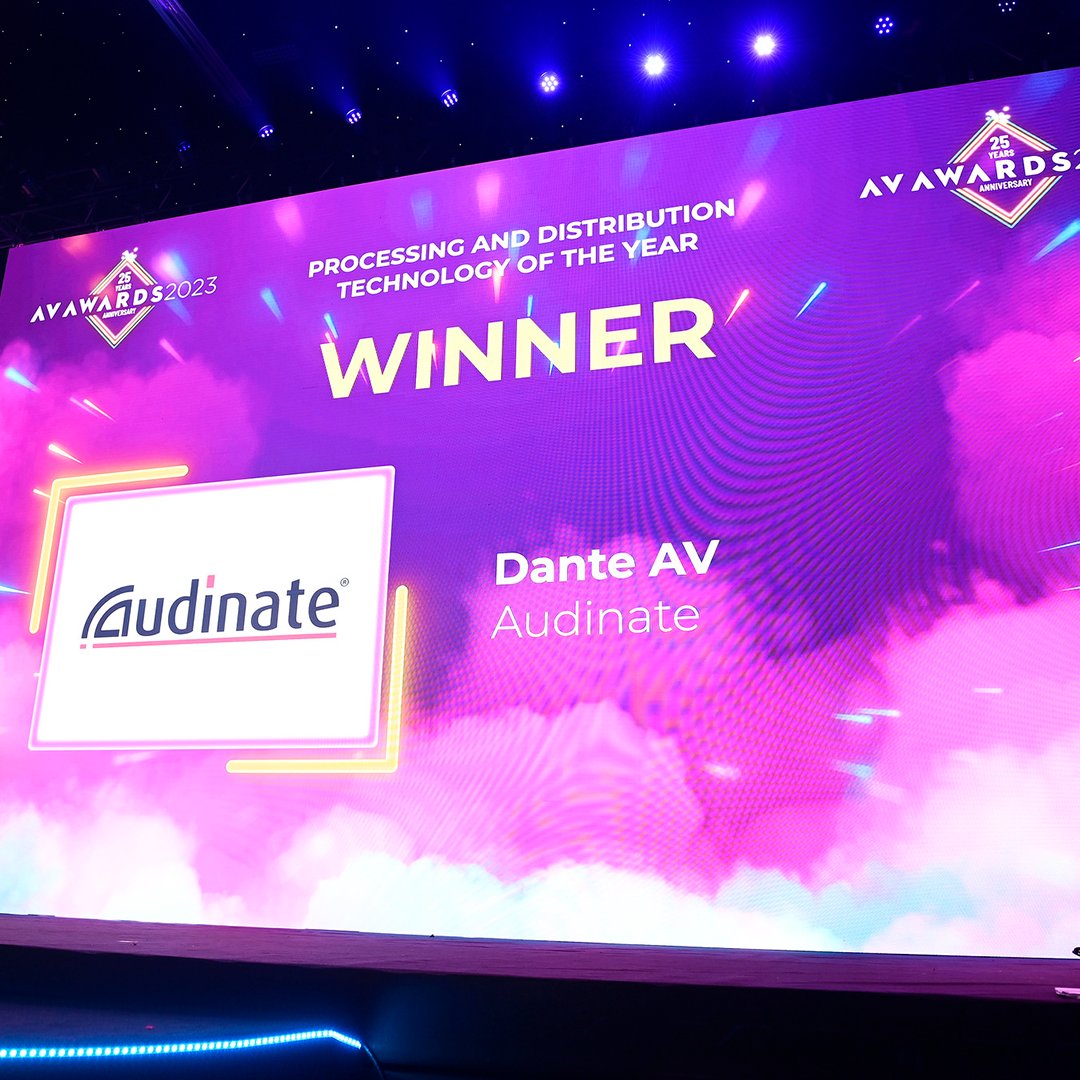 GetDante's tweet photo. 🎉On Friday night, Audinate won the Processing and Distribution Technology of the Year for Dante AV at the 2023 AV Awards! Congratulations to all the 2023 winners!
#avawards #audinate #dante #avtechnology #audiovisual #av #london #avmagazine https://t.co/t1wjtHcfGO