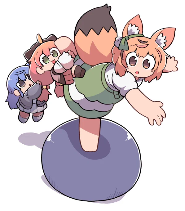 バランスボールでバランスをとるポルカ#miko_Art #ほしまちぎゃらりー #絵まる 