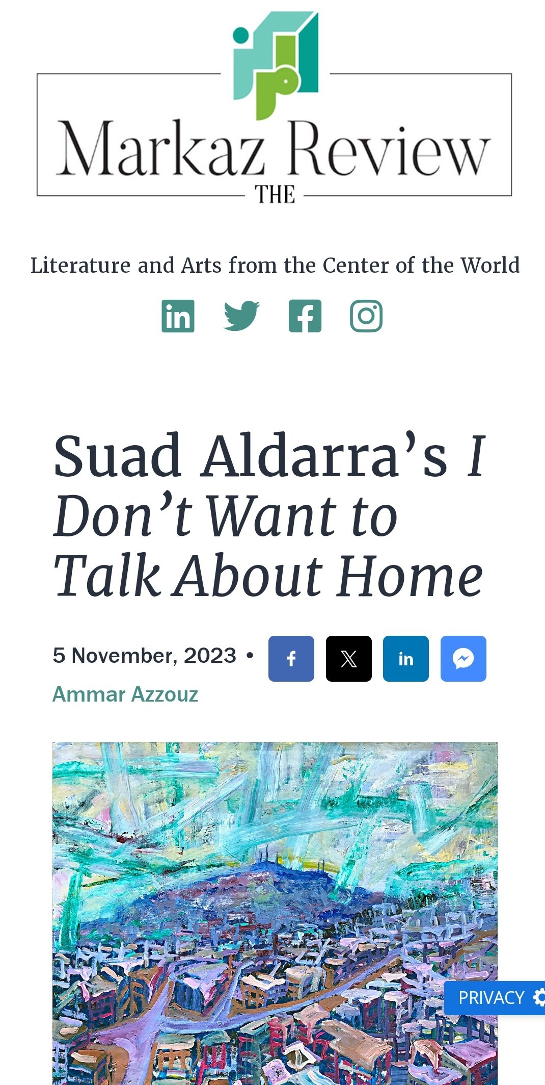 I Don't Want to Talk About Home, Suad Aldarra