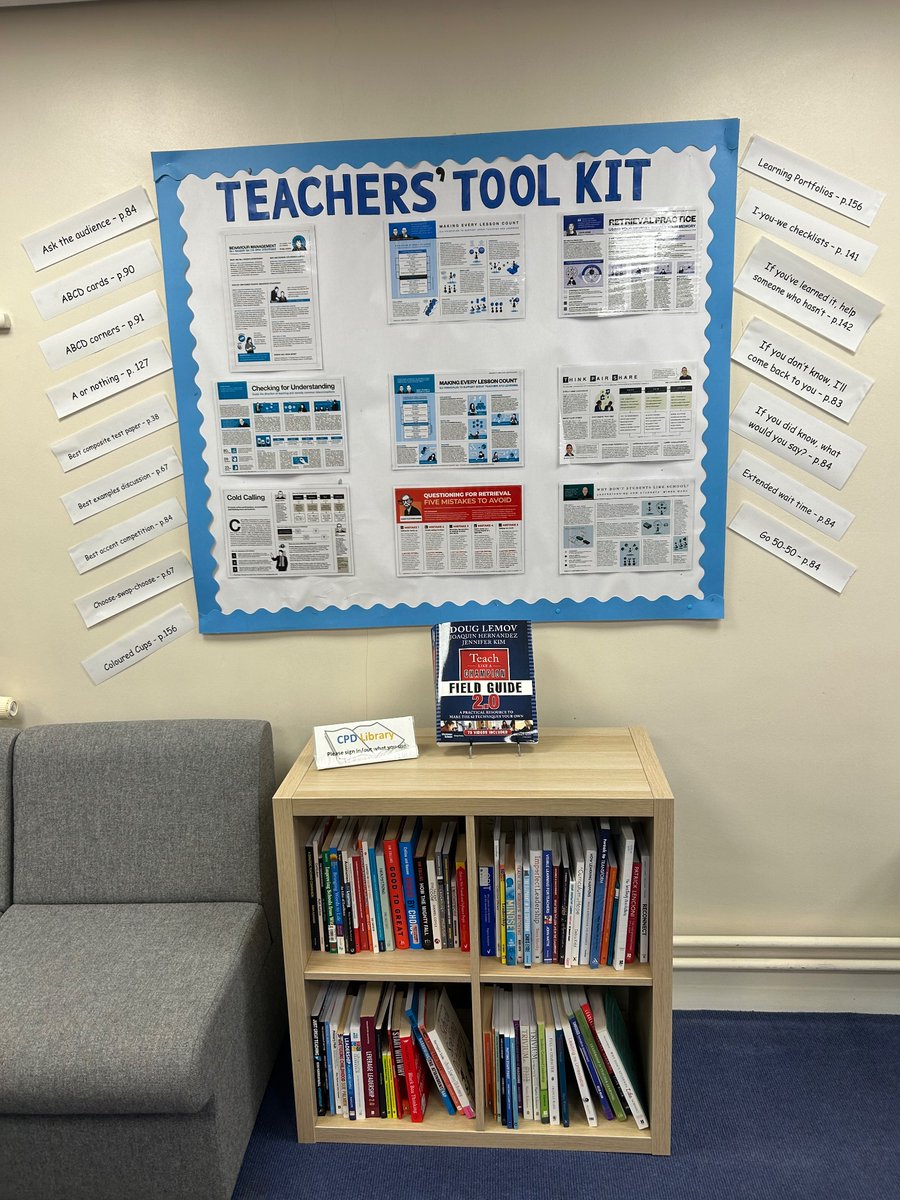 Revamped the staff CPD library and wall for this half term. Huge thanks to <a href="/XpatEducator/">Jamie Clark</a> for these amazing one-page teaching strategies which are ideal for extremely busy teachers. #teamLSM <a href="/chrisdysonHT/">Chris Dyson FCCT</a> <a href="/ClaireJones_HT/">Claire Jones</a> @johnbryantHT <a href="/EdRoundtables/">Ben Brown🔥</a>