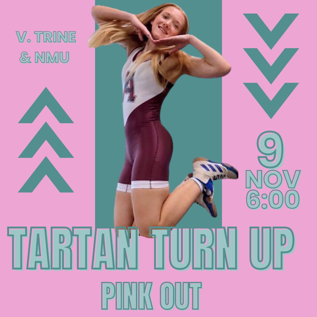 Time for a Tartan Turn Up! Come out and support Women’s Wrestling as they take on NMU and Trine. We hope to see you there in your pink!