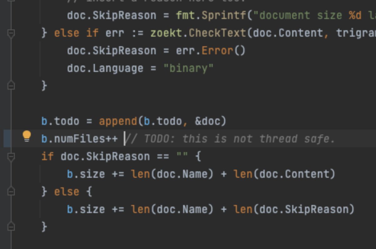 Beyang (@beyang) on Twitter photo Do LLMs understand concurrency? With good code context they kinda do!
<a href="/julietibs/">Julie Tibshirani</a> surfaced this strange comment suggestion from Cody. Turns out with the context of the broader code, Cody was able to infer that the line in question did indeed introduce a race condition! Do LLMs understand concurrency? With good code context they kinda do!
<a href="/julietibs/">Julie Tibshirani</a> surfaced this strange comment suggestion from Cody. Turns out with the context of the broader code, Cody was able to infer that the line in question did indeed introduce a race condition!