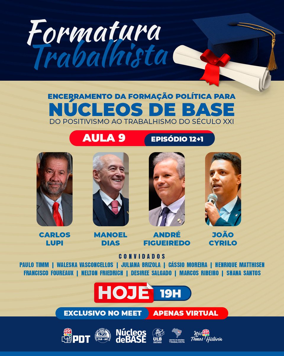 JoaoCyrilo's tweet photo. Hoje vamos ter a cerimônia de formatura do curso "Do Positivismo ao Trabalhismo do Século XXI" dedicado aos Núcleos de Base! https://t.co/GWUIYWbyWj