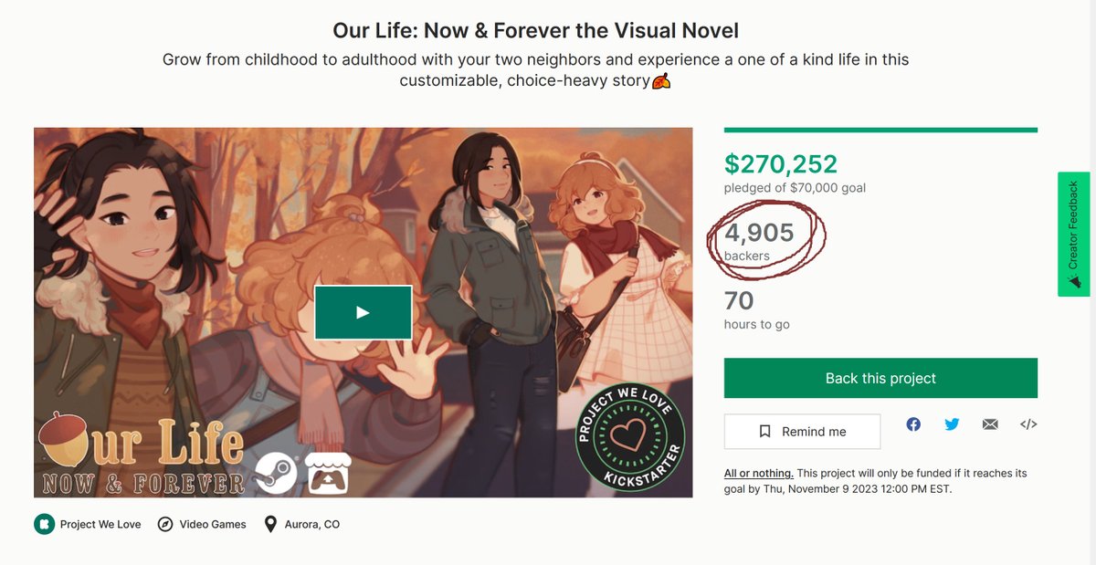 There are three days left in the #Ourlifenowandforever Kickstarter and we're 95 backers away from meeting the final Bonus Reward 😳 (every supporter gets a digital download of the ending theme song) gbpatch.com/olnfkickstarter ‼️