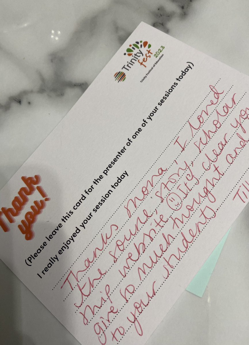 Shona_Hist's tweet photo. Really enjoyed delivering a session on the power of historiography at #TrinityFest today and what a lovely touch the thank you cards were ⭐️ Feel very proud to be part of a Trust which values the expertise of staff! https://t.co/JoZw4xNFd9