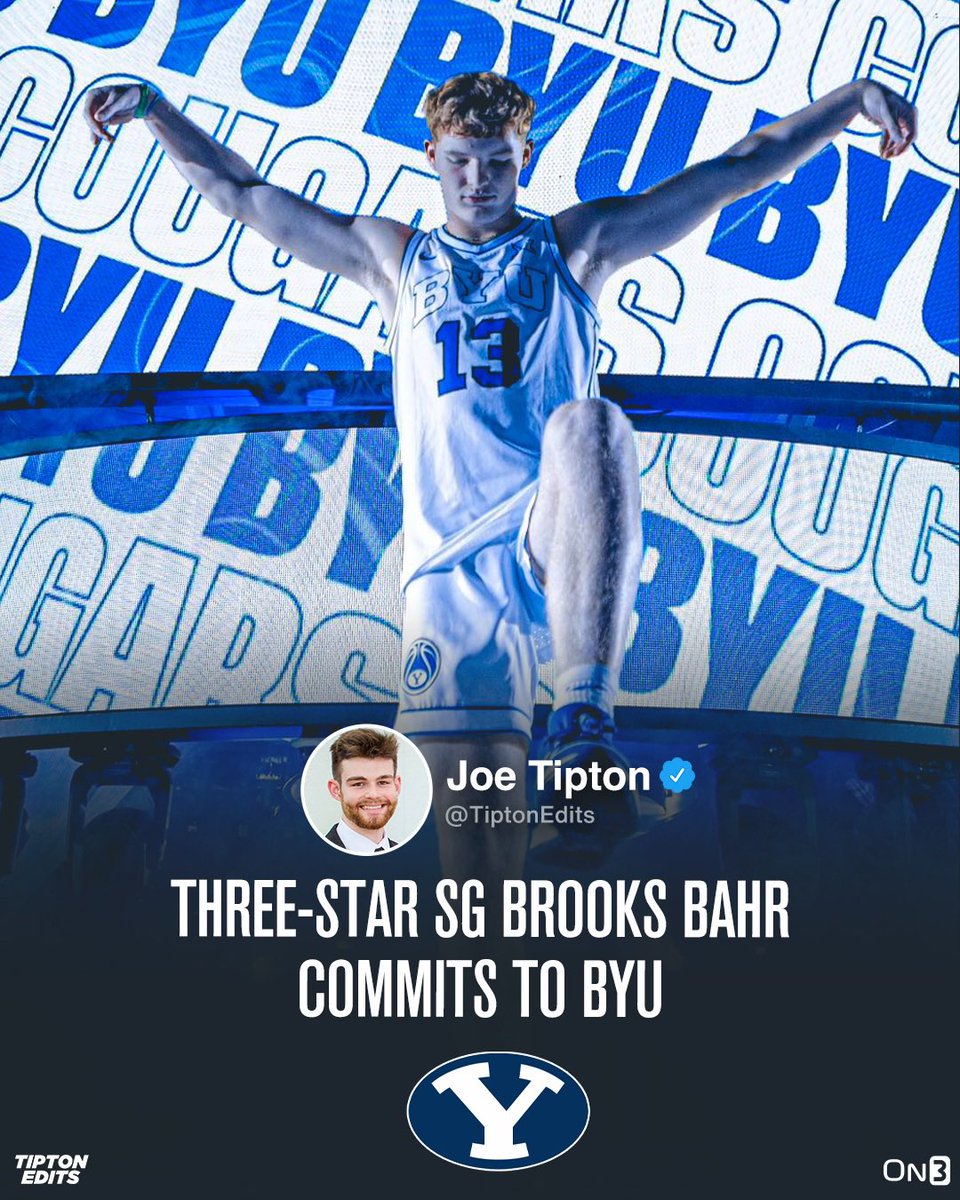 NEWS: Brooks Bahr, a 6-foot-4 shooting guard in the 2024 class, tells me he’s committed to BYU. Chose the Cougars over a final group of Wake Forest, USC, Utah, and St. Mary’s. Story: on3.com/college/byu-co…