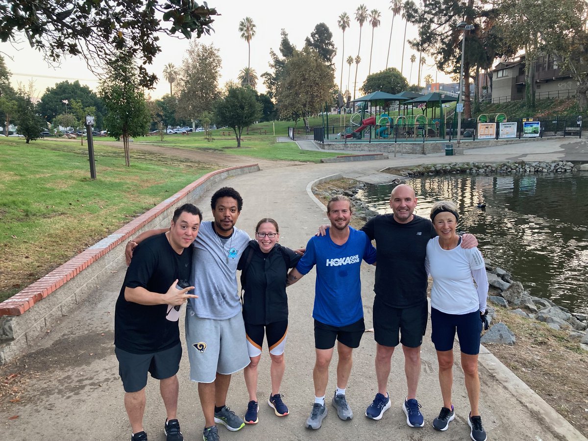 skidrowmarathon's tweet photo. What a great run this morning. We had 2 guests from London, Jamie and Sue who saw Skid Row Marathon and wanted to visit the @Skidrowrunclub. We also celebrated Mario Ocampo's 6th year of sobriety. https://t.co/3PaU8AINrT