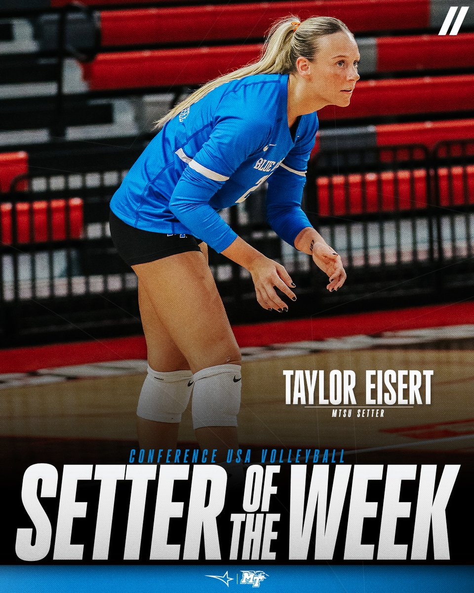 🏐 SETTER OF THE WEEK 🏐
presented by Blenders Eyewear //

🏅6️⃣ Taylor Eisert, <a href="/MT_Volleyball/">Middle Tennessee Volleyball</a>

#NoLimitsOnUs | t.ly/RPW92