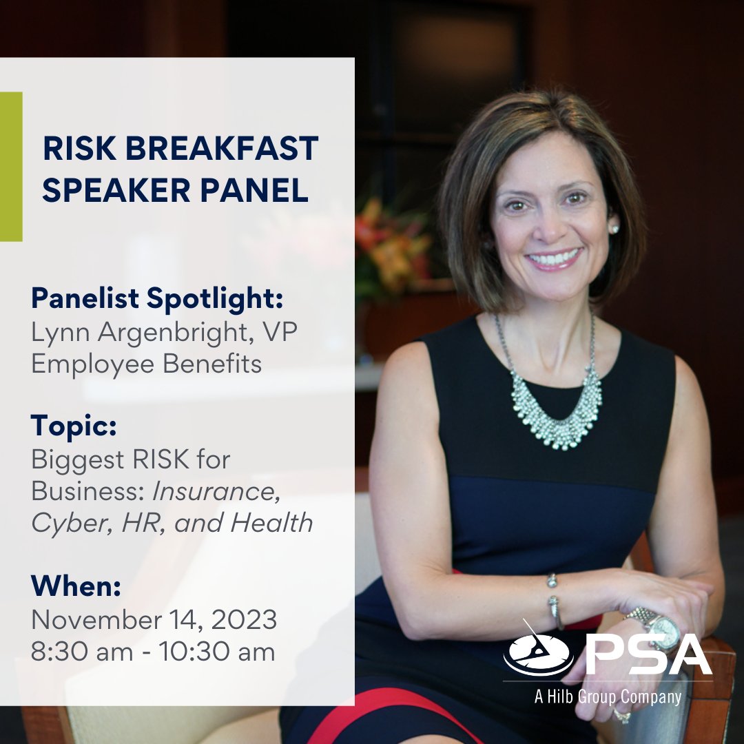 PSAFinancial's tweet image. Don't miss our very own Lynn Argenbright and a panel of experts as they discuss the biggest risks facing businesses today – from #insurance to #HR challenges. Learn effective risk mitigation strategies to protect your company's future. Register today: bit.ly/40nVUWl