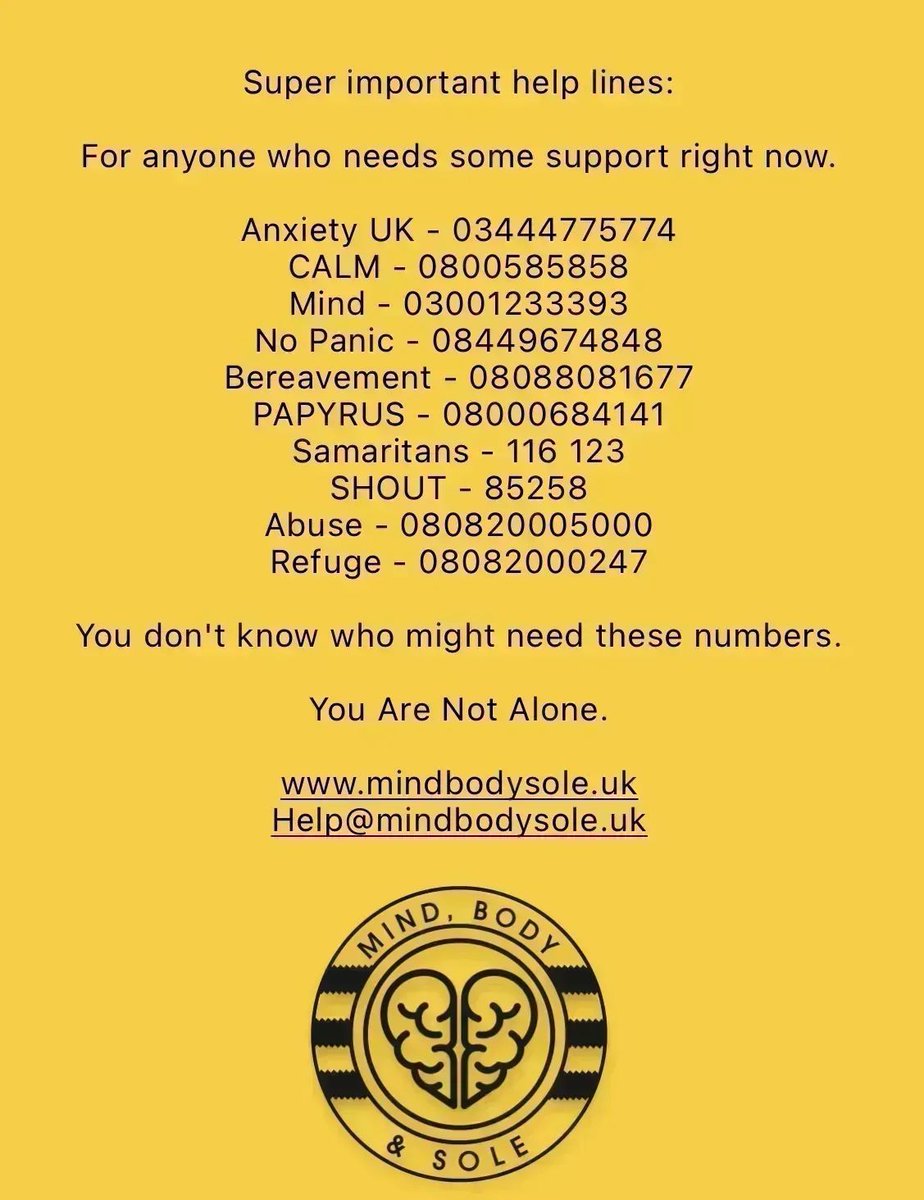 📞 Super important help lines:

Share. 
Retweet. 
Spread the word. 
You Are Not Alone. 

You don't know who might need these numbers.