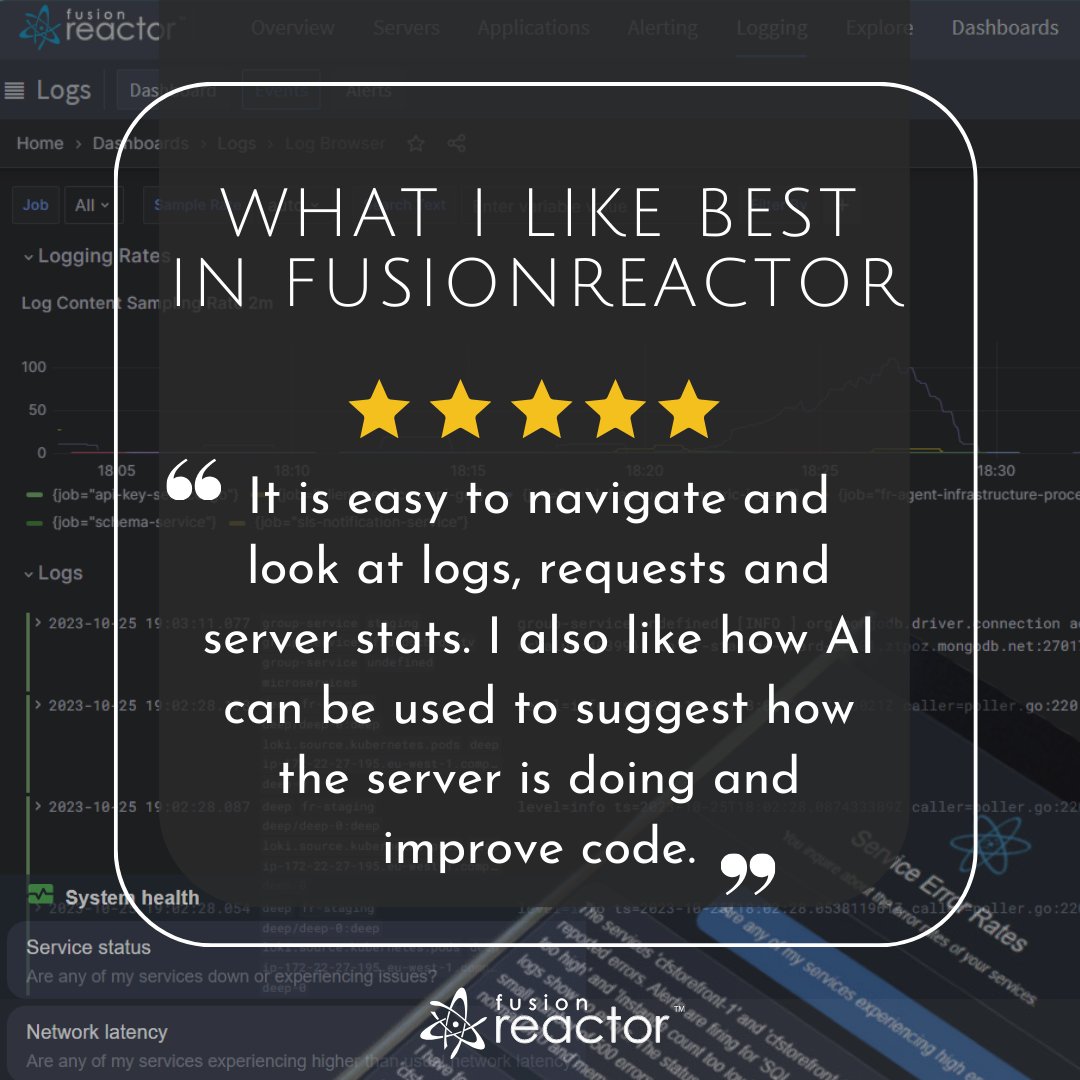 Fusion_Reactor's tweet image. Best for log management and monitoring 
 bit.ly/3sg2zFj
#logmonitoring #APM #obesrvability