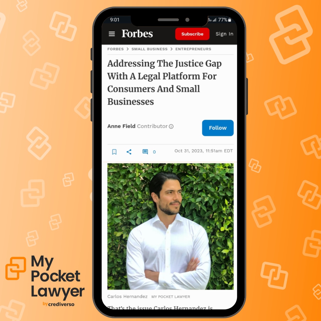 crediverso's tweet photo. Great article from @Forbes⁠
 and @annefieldonline on our founder @c_hernandez_esq
’s vision to make legal services accessible to everyone - and how to supercharge the legal profession’s economy in the process.⁠
⁠
#entrepreneurlife #startup #tech #Forbes #News https://t.co/RAsDoMB6B6