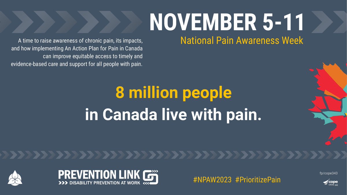 Preventionlink's tweet photo. #PainAwarenessWeek is dedicated to shedding light on the challenges faced by millions of individuals living with chronic pain. Managing pain can be challenging, but there is hope. Learn more at @pain_canada

#onlab #onpoli #NPAW2023 #PrioritizePain #Pain #ChronicPain #PainCanada https://t.co/bhhPWAI4Xx