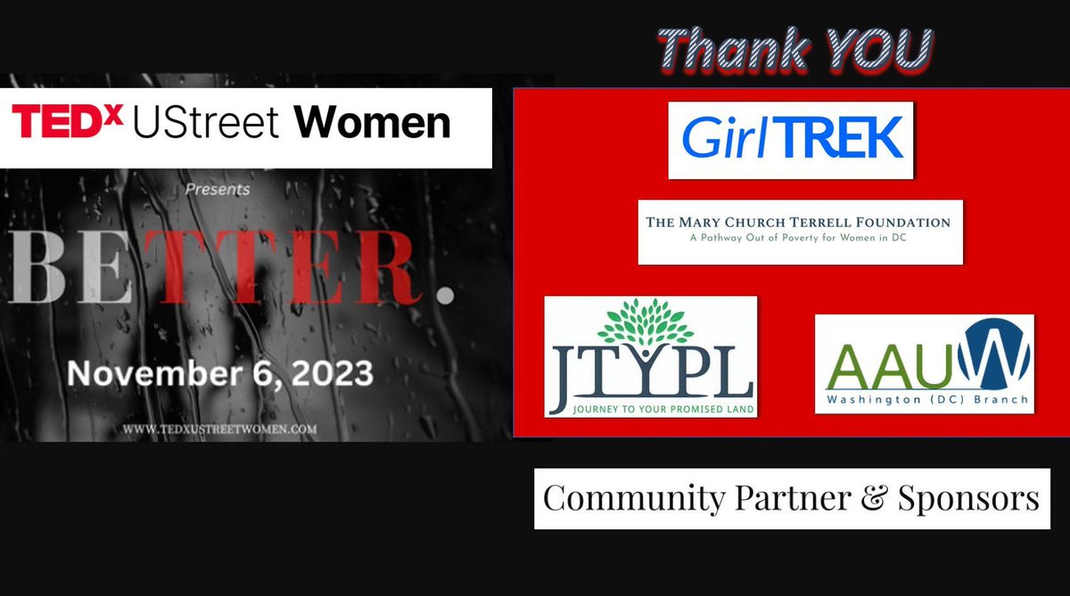 Thank you to the the TEDxUStreetWomen team and to the Community partners &amp; Sponsors who made the 2023 #TEDxUStreetWomen Conference a reality

#boldbrilliantbadass <a href="/TEDxUStreet/">TEDxUStreetWomen</a>