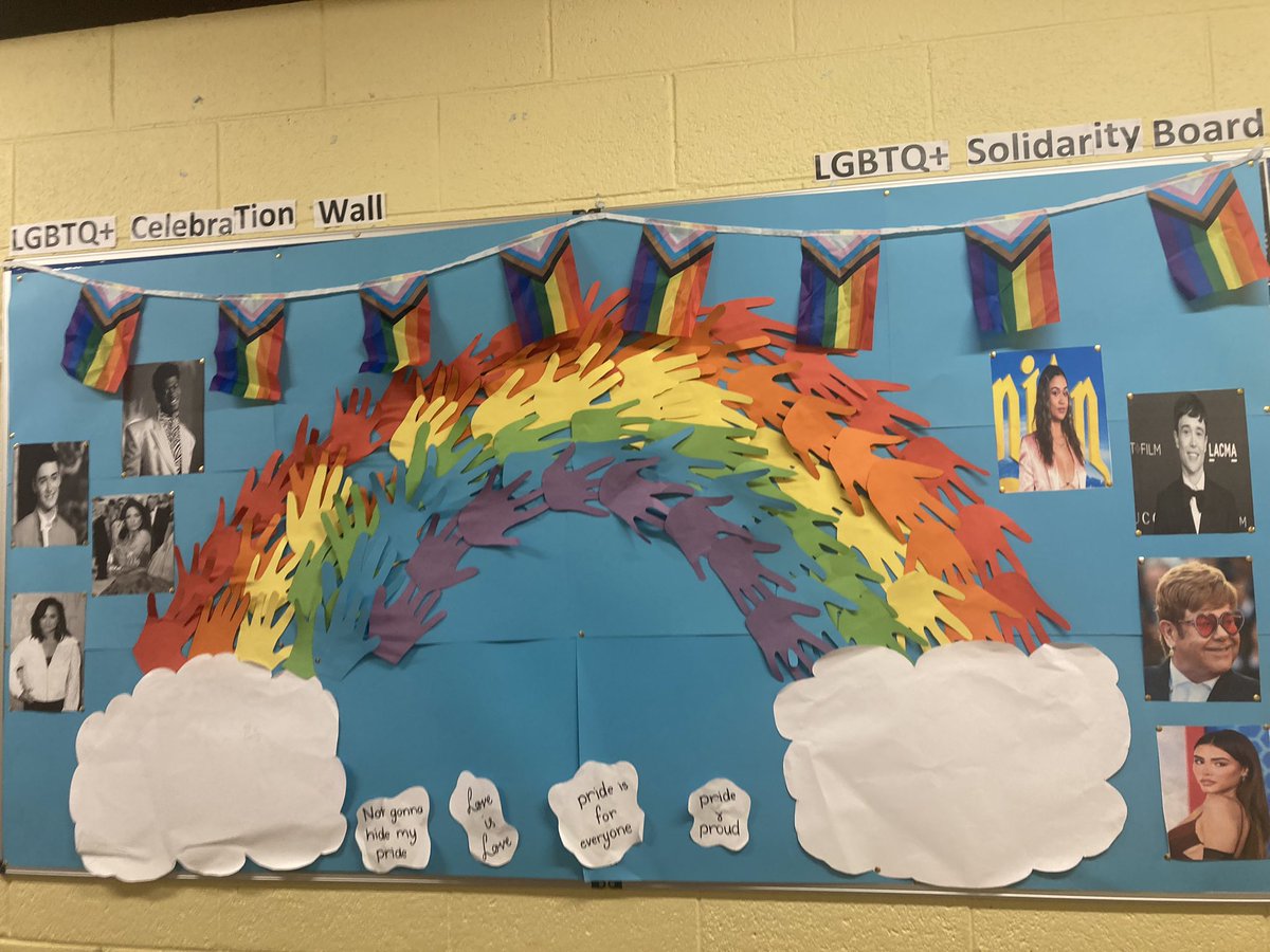 lisajanebuffini's tweet photo. Stand up awareness week has begun @FingalCC. We are standing up against homophobic bullying and language and are showing our allyship with our LGBTQ+ community. Thanks to TY’s who decorated the school @siobhanartlynch @FingalCCollege @ddletb #belongto #equality #teamddletb https://t.co/UrQ7JsTY6J