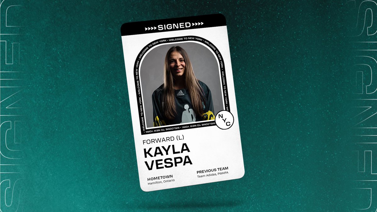PWHL_NewYork's tweet photo. Welcome our girl back to New York! 

We are excited to announce St. Lawrence University alum Kayla Vespa has officially signed a one-year deal to join the squad. 👊 https://t.co/CN0mxXnyOM