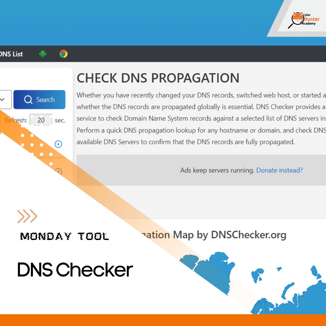 CyberHunterSec's tweet photo. 🛡 ¡Hoy es día de #mondaytool!
Esta vez, con DNS Checker. Un must en esto de investigar DNS y sus propagaciones.
RECOMENDADÍSIMA
https://t.co/ncq4bA3hr2
#seguridad #cybersec #security #sec https://t.co/IfslE8HJwE