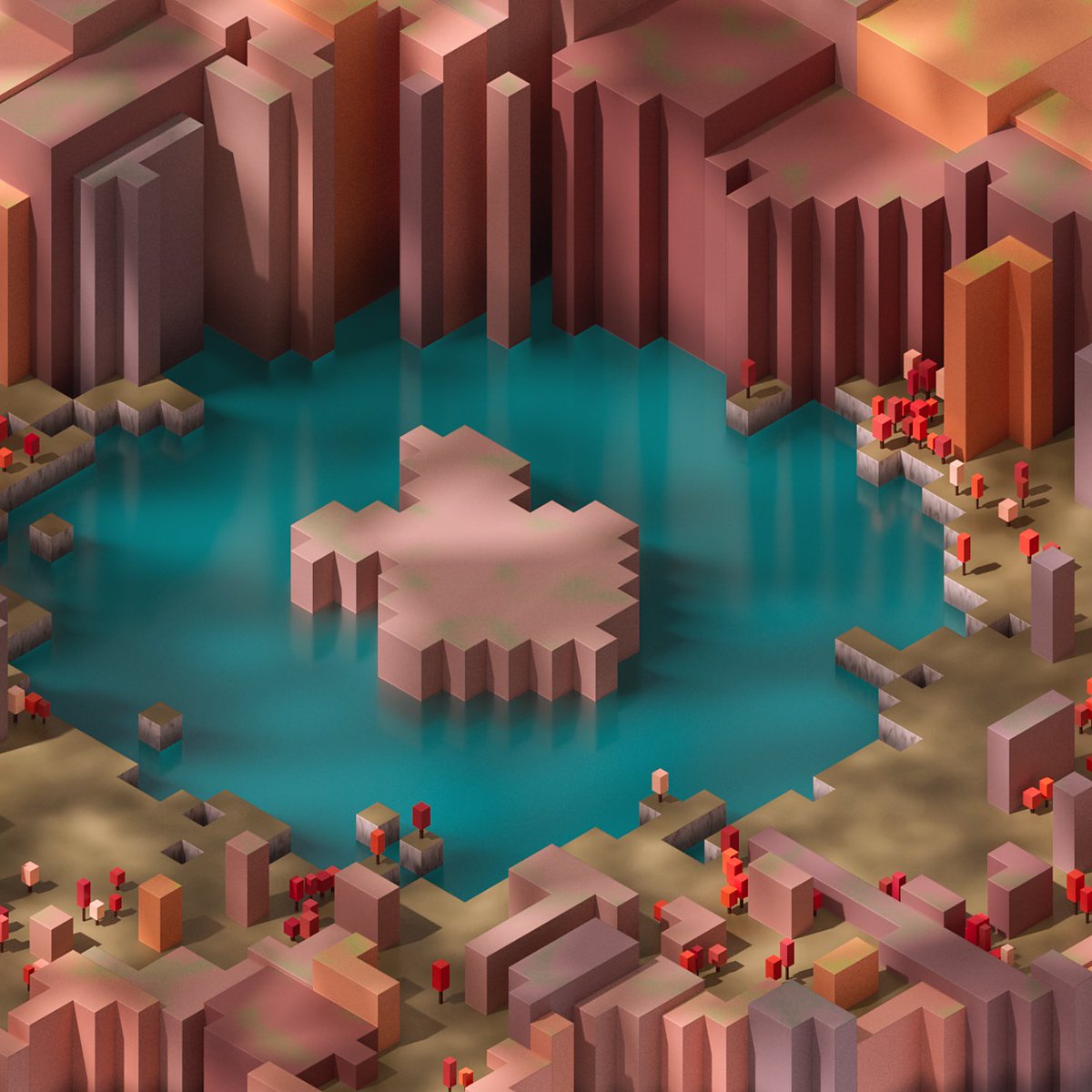 DangoFlying's tweet photo. #nodevember2023 #nodevember 
#cinema4d #c4d #scenenodes 
Day5-6 "lovely lake" https://t.co/3fD6fQ13uu