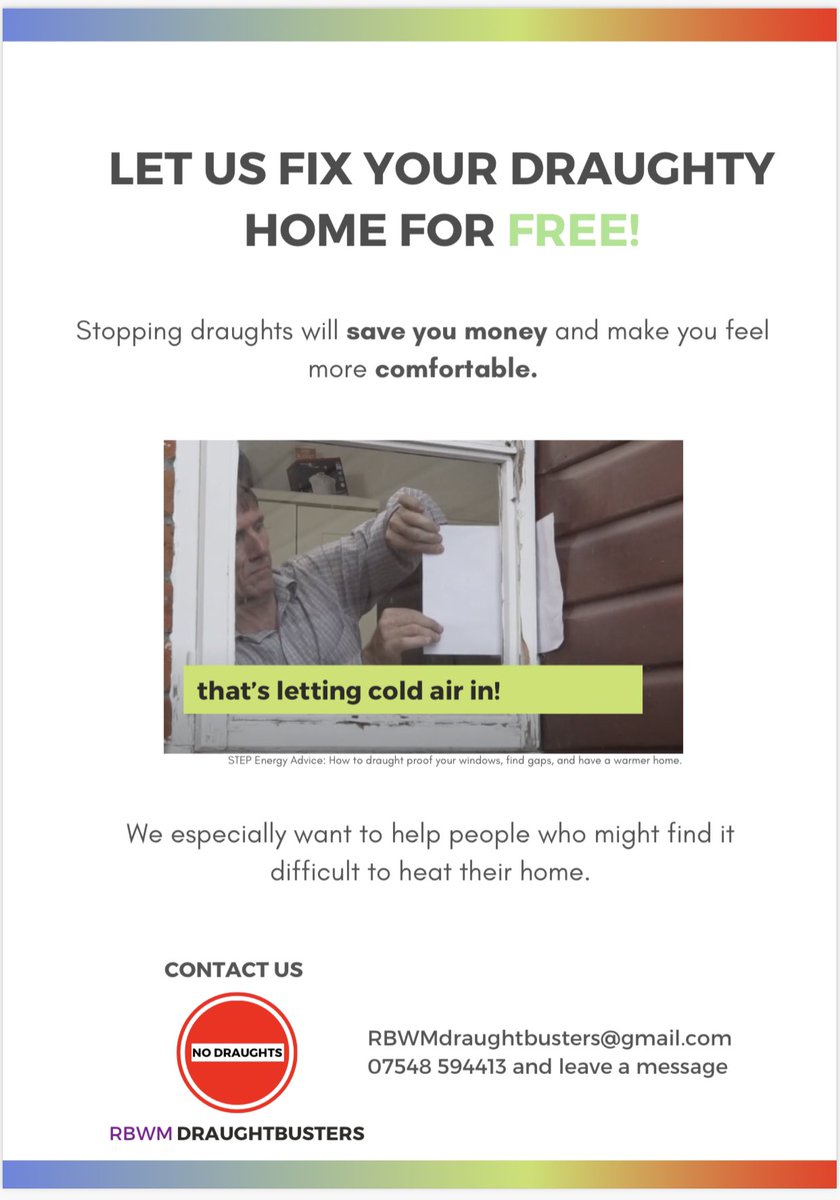 GurchS's tweet photo. DRAIGHTBUSTERS - Say goodbye to chilly draughts! 

Draughtbusters are here to help by offering FREE draught proofing for homes in @RBWM. Stay cosy and save energy. Book your appointment today! #Draughtbusters #RBWM #energyefficiency https://t.co/YUPX9SdqfJ