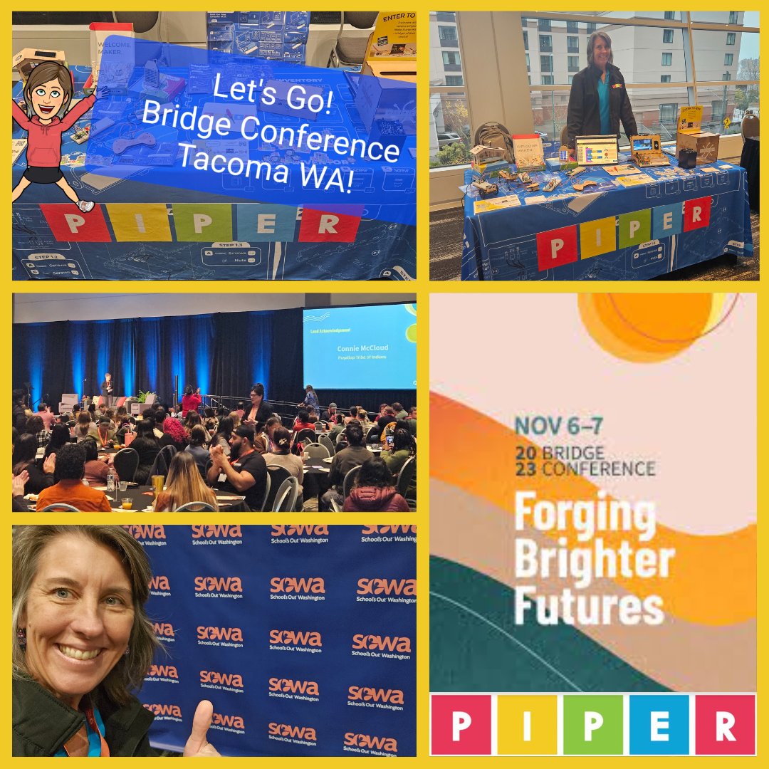 StartWithPiper's tweet photo. What an inspiring expanded learning conference🙌 thi community is definitely👉👉🏽 'Forging Brighter Futures' 👈🏽👈🏼 for youth in the PNW. Thank you for including Piper Learning.
#schoolsoutwashington #2023BridgeConference #afterschoolSTEM #STEM #STEAM #careerconnected learning https://t.co/MUVJNPbl6A
