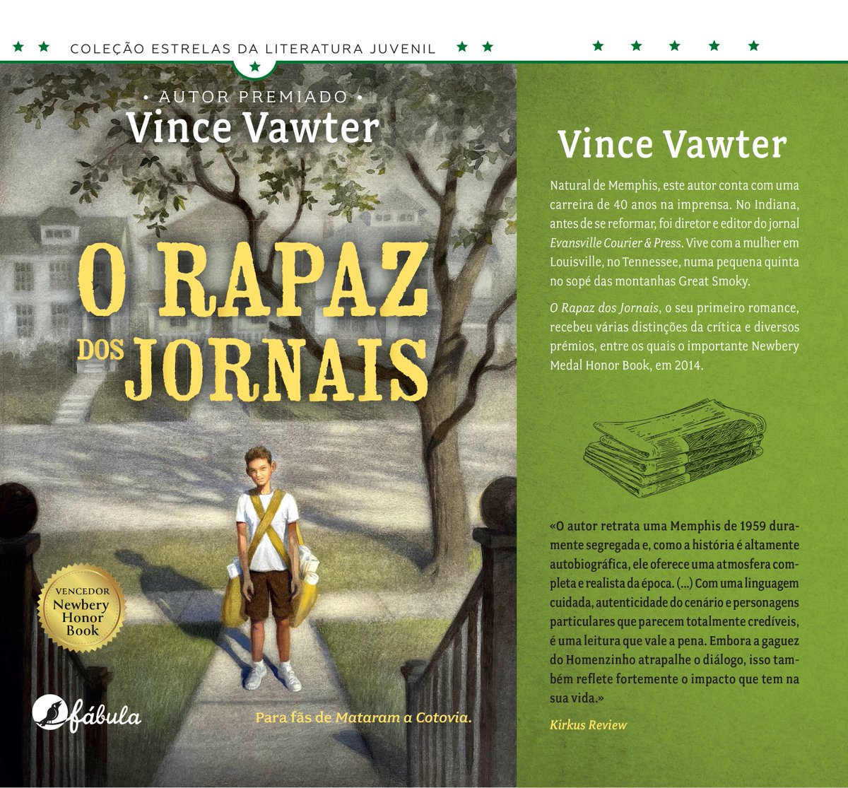 Congratulations to <a href="/VVAWTER/">Vince Vawter</a> and PAPERBOY, the Newbery Honor novel about a stuttering boy who comes of age in the segregated South during a summer that changes his life, coming out in Portuguese from @PenguinRandom Grupo Editorial in January 2024.