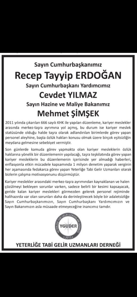 Kariyer meslekler arasındaki ayrımın giderilmesini ve özlük haklarımızın hakettiğimiz şekilde verilmesini istiyoruz 
 #merkeztaşraayrımıhaksızlıktır