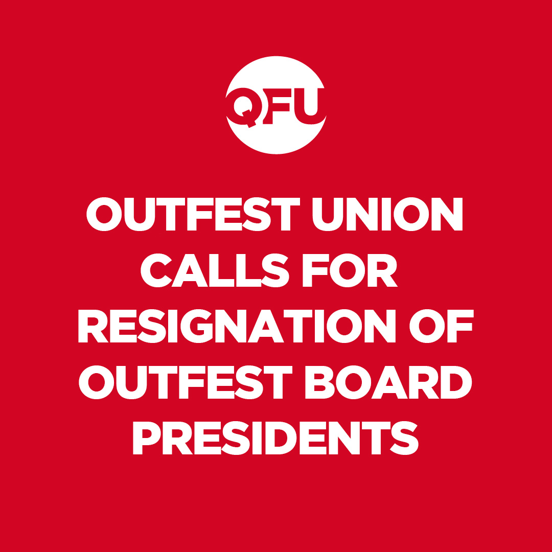 Today, QFU is officially calling for the resignation of Outfest Board Co-Presidents Bil Bertini and Nii-Quartelai Quartey due to mismanagement and abysmal treatment of workers which has resulted in the layoff of all Outfest staff.

Read our full statement: medium.com/@queerfilmwork…