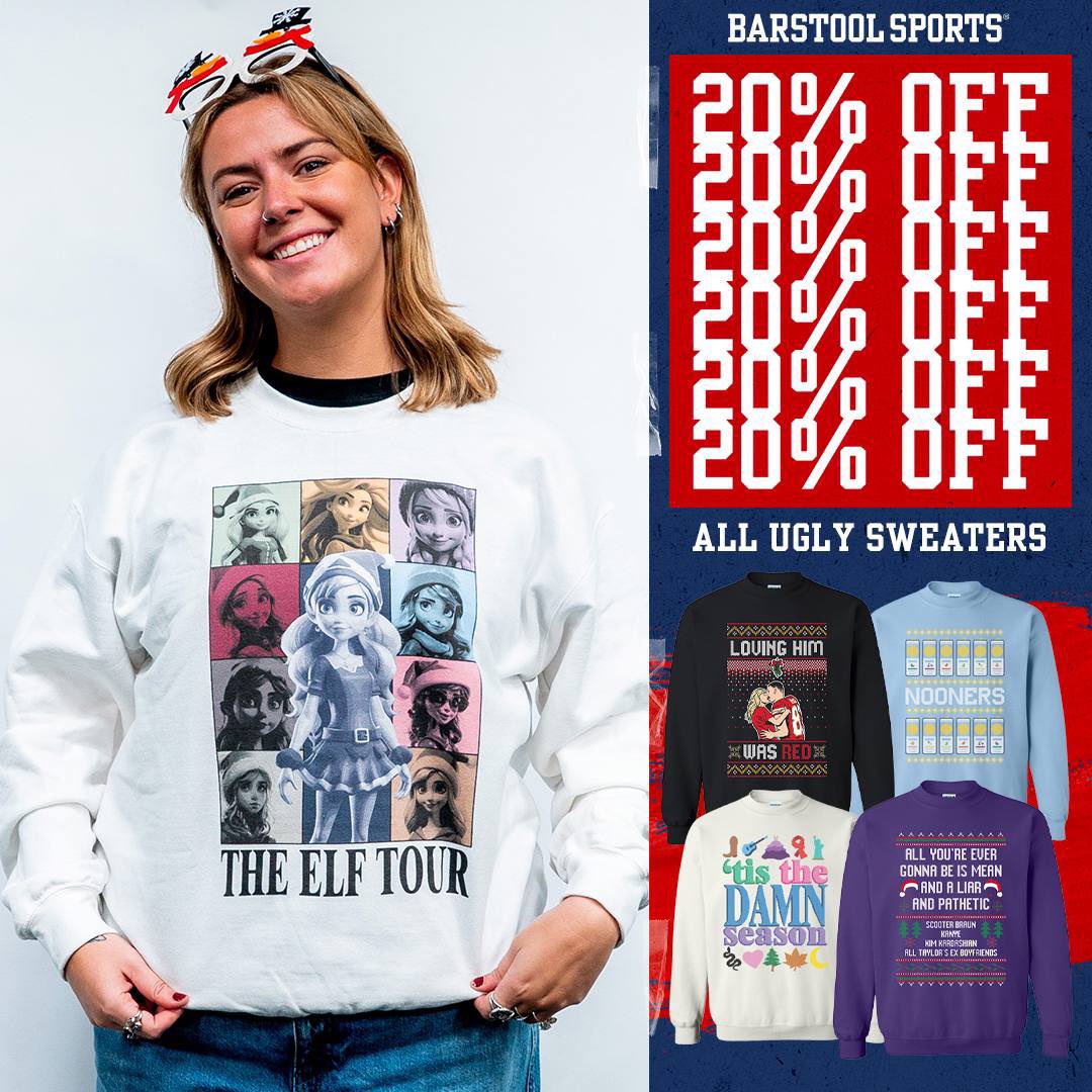 ouchicks's tweet photo. Remember ladies, the frats LOVE an ugly Christmas sweater theme! But no need to stress, we’ve got you covered! 🎄 
🚨 UGLY SWEATERS ARE 20% OFF FOR 24 HOURS! 🚨

Link in bio! https://t.co/fQg80iGCjZ