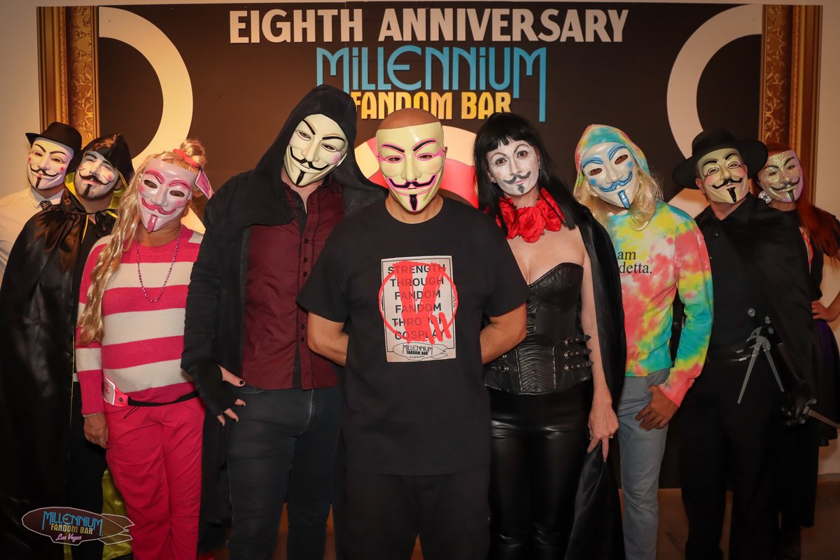 FandomBarLV's tweet photo. https://t.co/Tk2qXwiMLU
The #MillenniumFANDOMBAR 8th Anniversary Party!  #FandomBar #FandomBarVegas #MFBLV #Cocktails #Mocktails #LetsFandom #Fandom #Cosplay #LasVegas #FoodTruck #VforVendetta #RememberRememberTheFifthOfNovember #MFBAnniversary #MFB8thAnniversary https://t.co/lpSWWEy7rF