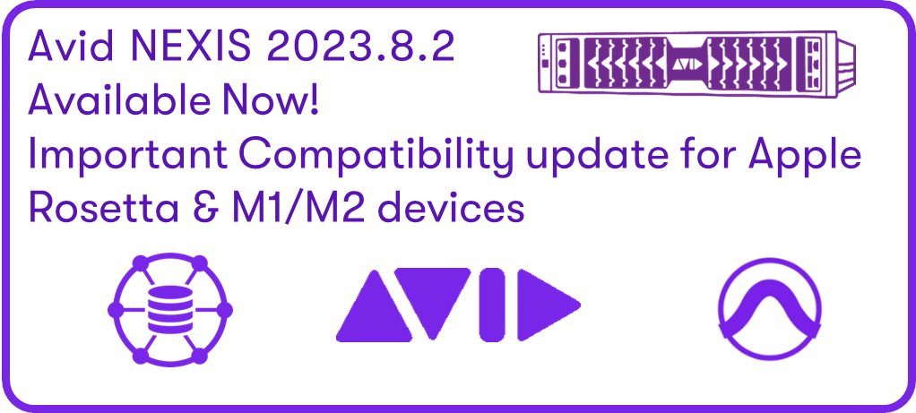 Available now, Avid NEXIS patch to address an issue seen on Pro Tools accessing Avid NEXIS from Apple M1/M2 silicon based systems. This client update is available to customers with a support contract #Avid #NEXIS #ProTools Details bit.ly/Avid-NEXIS-docs