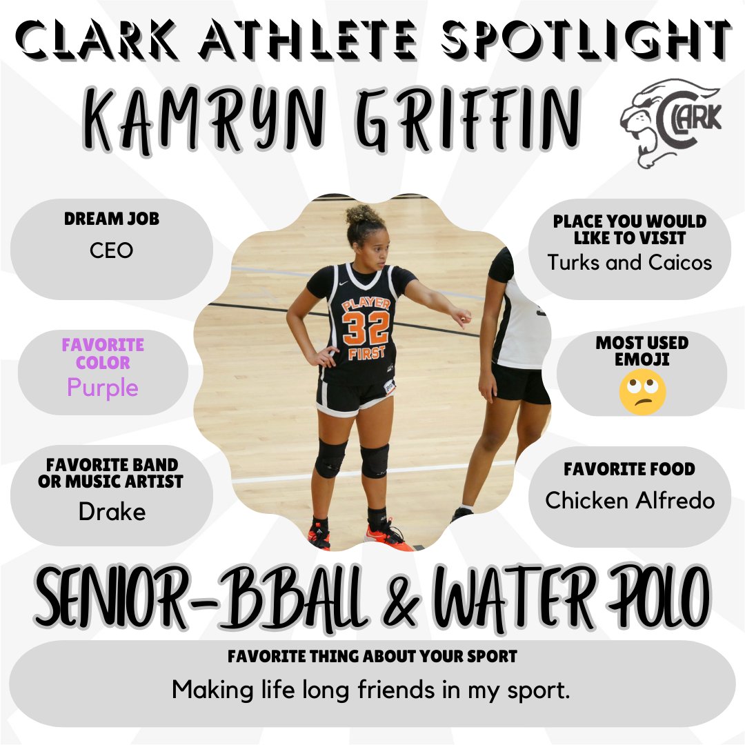 🐾🏀Kamryn is a part of our Basketball and Water Polo Teams and here is what Coach Houy had to say about her. She is a leader both on and off the court. She is one of this year's team captains for basketball and FCA. She will continue to be a driving force in our teams success.