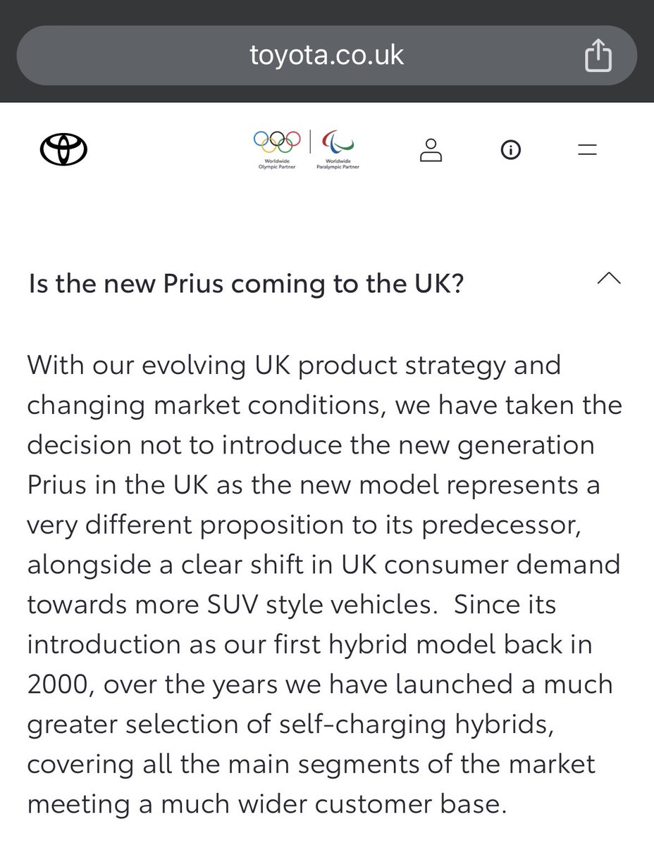 drad84's tweet photo. This is annoying. Once upon a time toyota got the styling right for their Prius hybrid and I was actually quite excited to see it priced in UK. But no, because suv. Come on @ToyotaUK ... https://t.co/jScZUAozIC