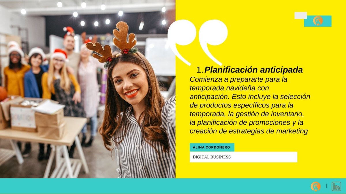AlinaCordonero's tweet photo. ¡Prepara tu negocio para la Navidad! ✨
Planificación anticipada 🗓️ Marketing online, navideño, atractivo 🎄Ofertas creíbles y envío eficiente y envoltura de regalos 📦 Atención al cliente excepcional 👥Colaboraciones estratégicas 🤝 https://t.co/QcpvBgupkS